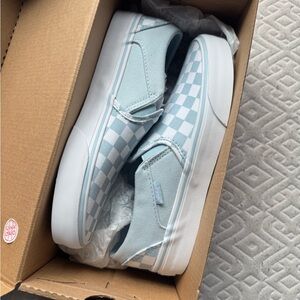 Woman’s Checkered Sneakers - Light Blue and White